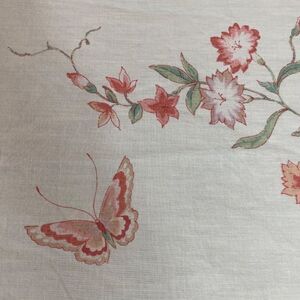 Cannon vintage King sheet with butterflies flowers on white Romantic whimsical